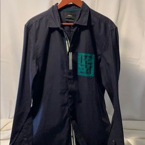 🆕 “Reserved”Navy LS Shirt with Details Sz.Lrg.